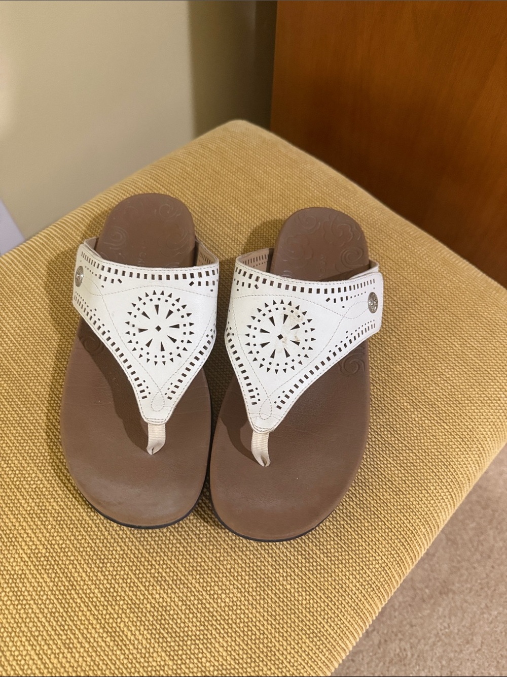 Lark’s White Laser-Cut Leather Thong Sandals - Women